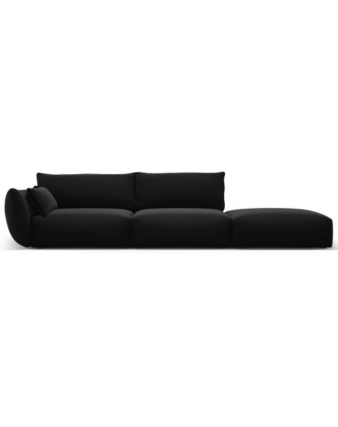 Canapé Droit Velours Clau 4 Places noir - 286x100x85 cm