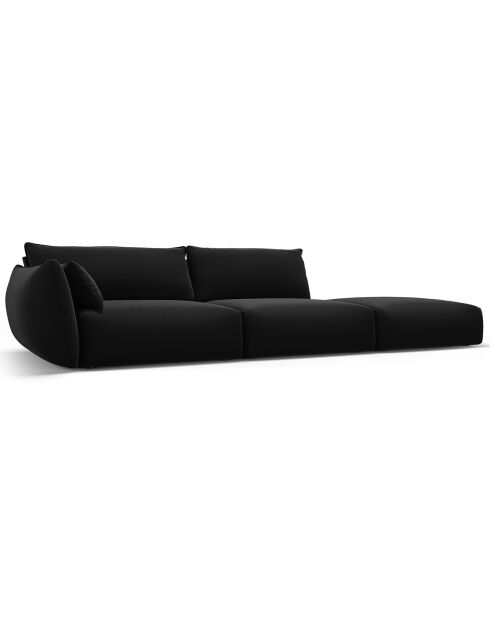 Canapé Droit Velours Clau 4 Places noir - 286x100x85 cm