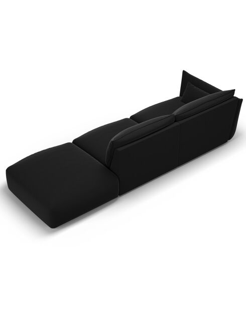 Canapé Droit Velours Clau 4 Places noir - 286x100x85 cm