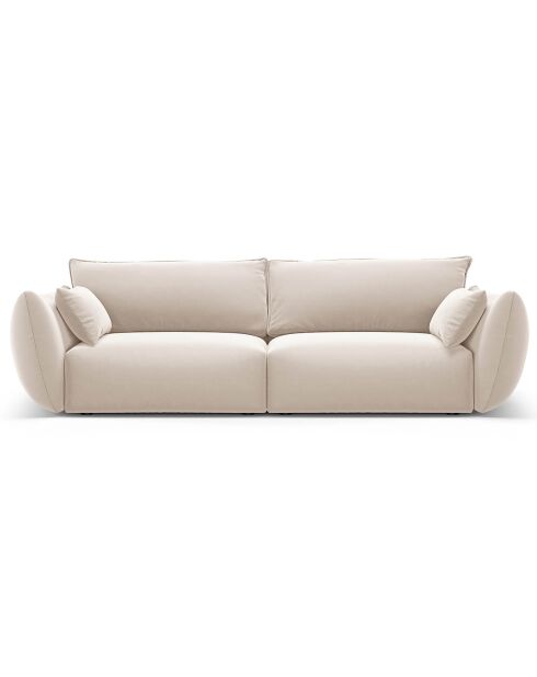 Canapé Velours Clau 3 Places beige - 208x100x85 cm