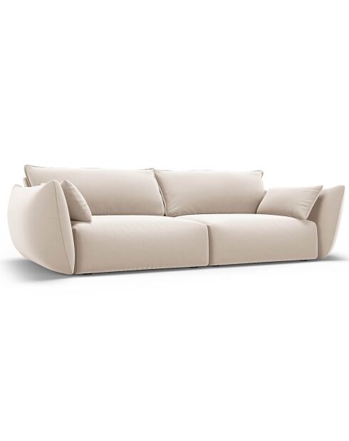 Canapé Velours Clau 3 Places beige - 208x100x85 cm