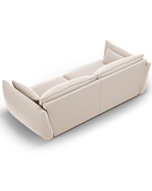 Canapé Velours Clau 3 Places beige - 208x100x85 cm