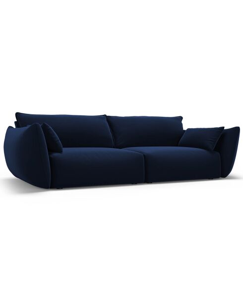 Canapé Velours Clau 3 Places bleu roi - 208x100x85 cm