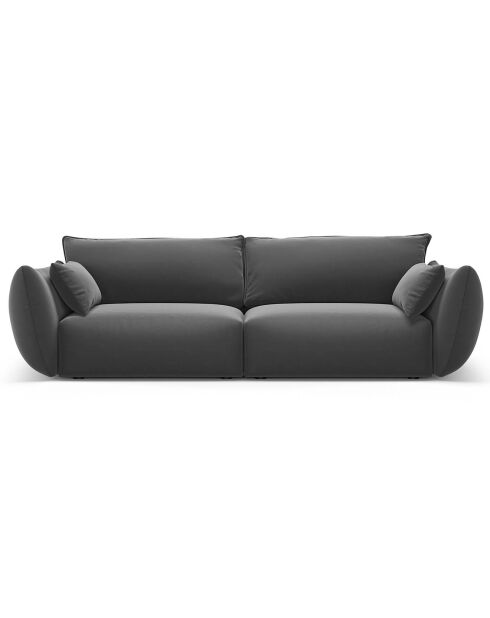 Canapé Velours Clau 3 Places gris foncé - 208x100x85 cm