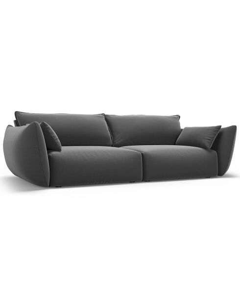 Canapé Velours Clau 3 Places gris foncé - 208x100x85 cm