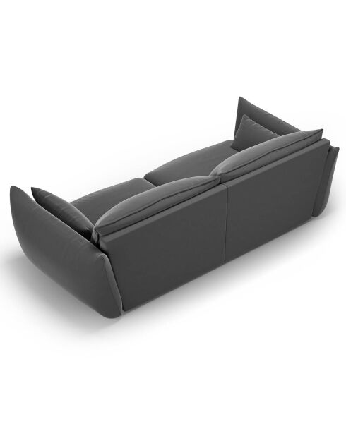 Canapé Velours Clau 3 Places gris foncé - 208x100x85 cm