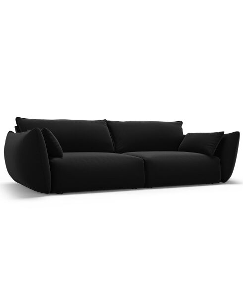 Canapé Velours Clau 3 Places noir - 208x100x85 cm