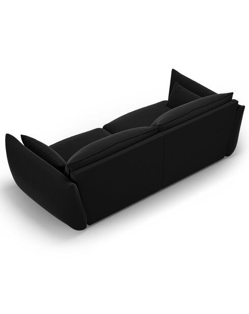 Canapé Velours Clau 3 Places noir - 208x100x85 cm