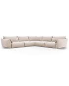 Canapé d'angle Symétrique en Velours Clau 7 Places beige - 286x286x85 cm
