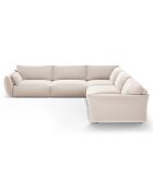 Canapé d'angle Symétrique en Velours Clau 7 Places beige - 286x286x85 cm