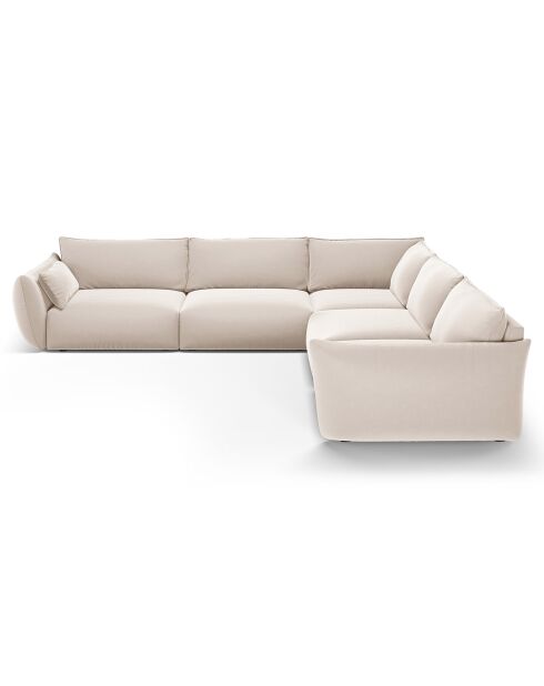 Canapé d'angle Symétrique en Velours Clau 7 Places beige - 286x286x85 cm
