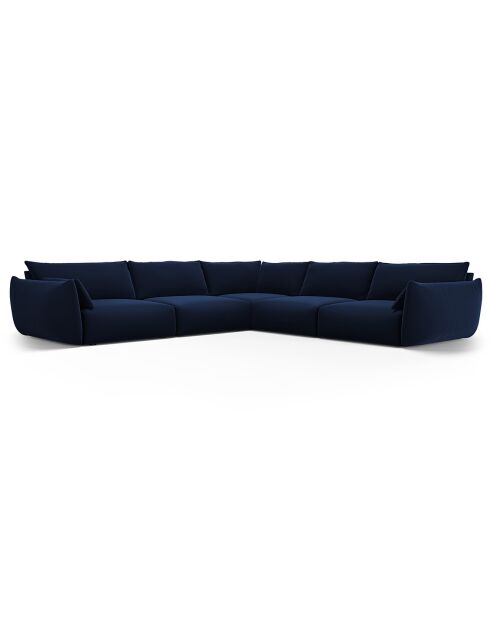 Canapé d'angle Symétrique en Velours Clau 7 Places bleu roi - 286x286x85 cm