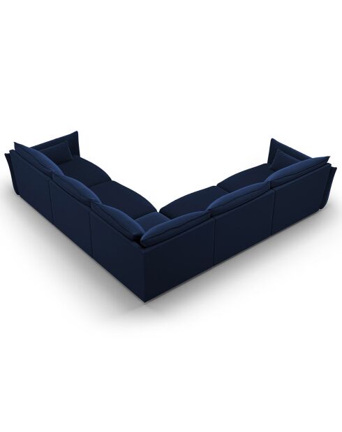 Canapé d'angle Symétrique en Velours Clau 7 Places bleu roi - 286x286x85 cm
