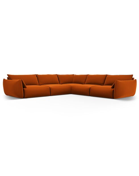 Canapé d'angle Symétrique en Velours Clau 7 Places terracotta - 286x286x85 cm