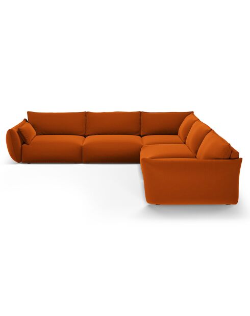 Canapé d'angle Symétrique en Velours Clau 7 Places terracotta - 286x286x85 cm