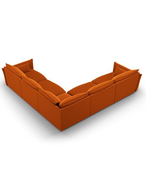 Canapé d'angle Symétrique en Velours Clau 7 Places terracotta - 286x286x85 cm