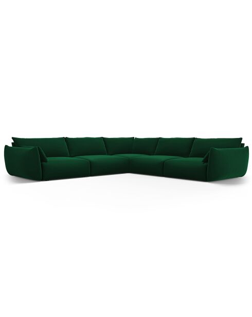 Canapé d'angle Symétrique en Velours Clau 7 Places vert bouteille - 286x286x85 cm