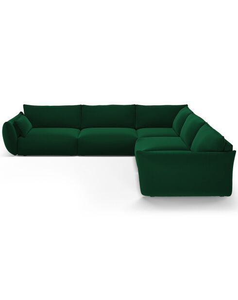 Canapé d'angle Symétrique en Velours Clau 7 Places vert bouteille - 286x286x85 cm