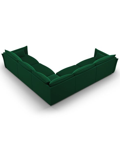 Canapé d'angle Symétrique en Velours Clau 7 Places vert bouteille - 286x286x85 cm