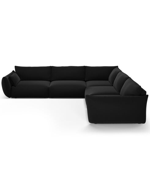 Canapé d'angle Symétrique en Velours Clau 7 Places noir - 286x286x85 cm