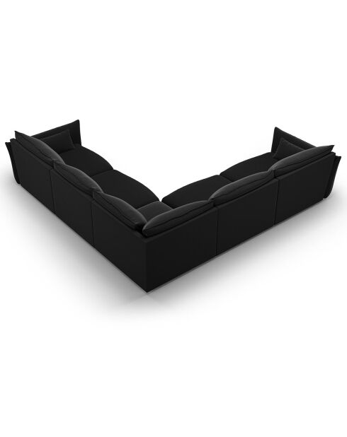 Canapé d'angle Symétrique en Velours Clau 7 Places noir - 286x286x85 cm