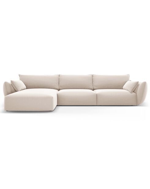 Canapé d'angle Gauche Velours Clau 4 Places beige - 300x166x85 cm