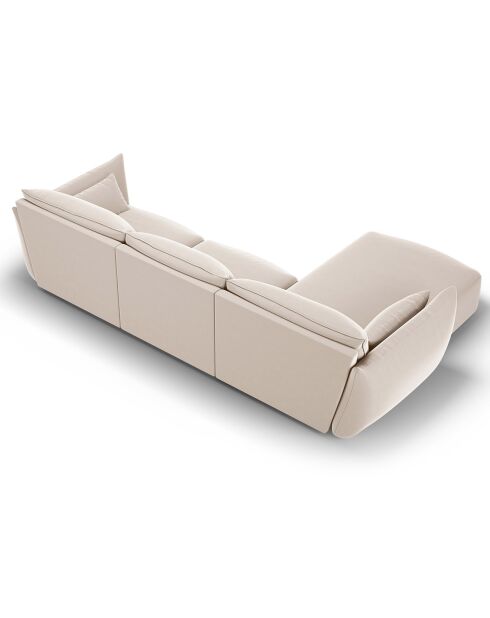 Canapé d'angle Gauche Velours Clau 4 Places beige - 300x166x85 cm