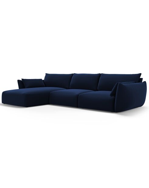 Canapé d'angle Gauche Velours Clau 4 Places bleu roi - 300x166x85 cm