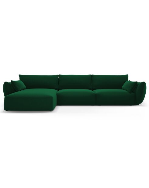Canapé d'angle Gauche Velours Clau 4 Places vert bouteille - 300x166x85 cm
