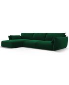 Canapé d'angle Gauche Velours Clau 4 Places vert bouteille - 300x166x85 cm