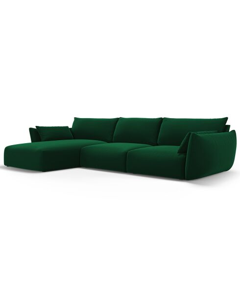 Canapé d'angle Gauche Velours Clau 4 Places vert bouteille - 300x166x85 cm