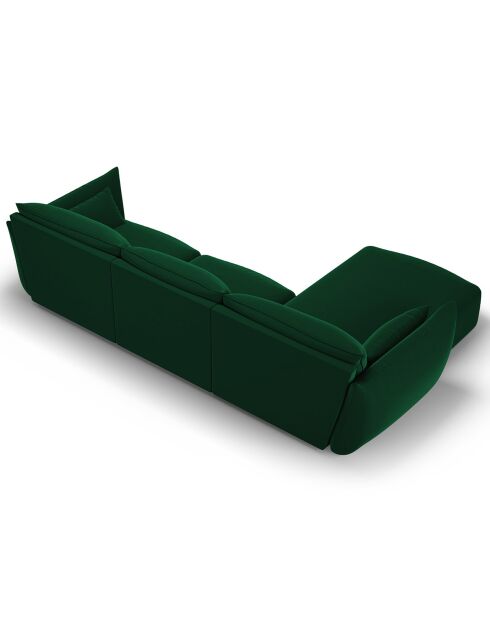 Canapé d'angle Gauche Velours Clau 4 Places vert bouteille - 300x166x85 cm