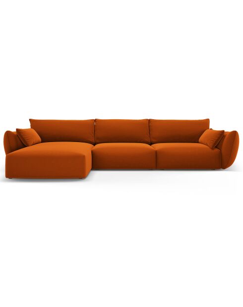 Canapé d'angle Gauche Velours Clau 4 Places terracotta - 300x166x85 cm