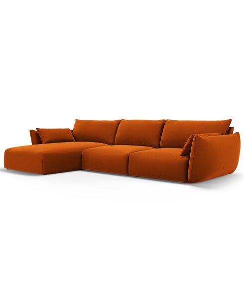 Canapé d'angle Gauche Velours Clau 4 Places terracotta - 300x166x85 cm