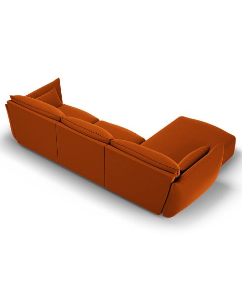 Canapé d'angle Gauche Velours Clau 4 Places terracotta - 300x166x85 cm