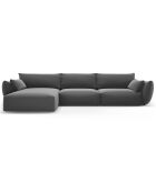Canapé d'angle Gauche Velours Clau 4 Places gris foncé - 300x166x85 cm