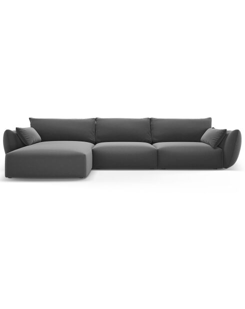 Canapé d'angle Gauche Velours Clau 4 Places gris foncé - 300x166x85 cm