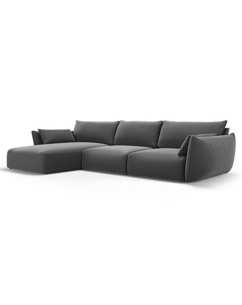 Canapé d'angle Gauche Velours Clau 4 Places gris foncé - 300x166x85 cm