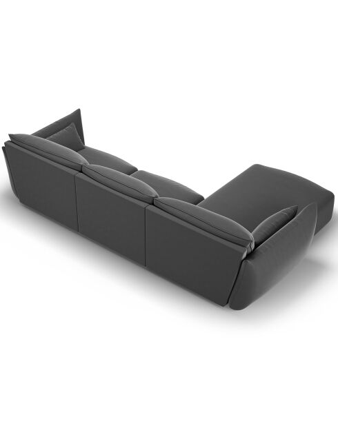 Canapé d'angle Gauche Velours Clau 4 Places gris foncé - 300x166x85 cm