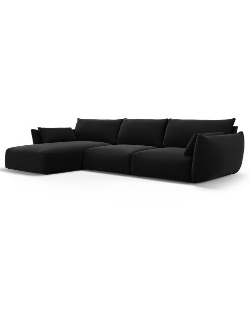 Canapé d'angle Gauche Velours Clau 4 Places noir - 300x166x85 cm