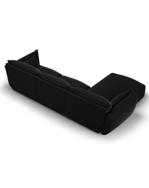 Canapé d'angle Gauche Velours Clau 4 Places noir - 300x166x85 cm