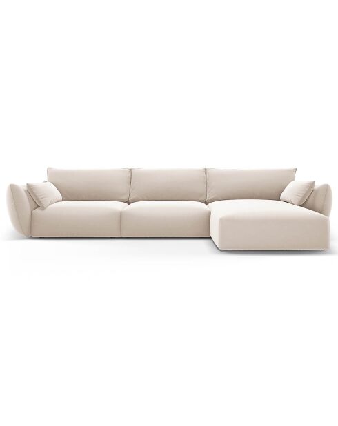Canapé d'angle Droit Velours Clau 4 Places beige - 300x166x85 cm