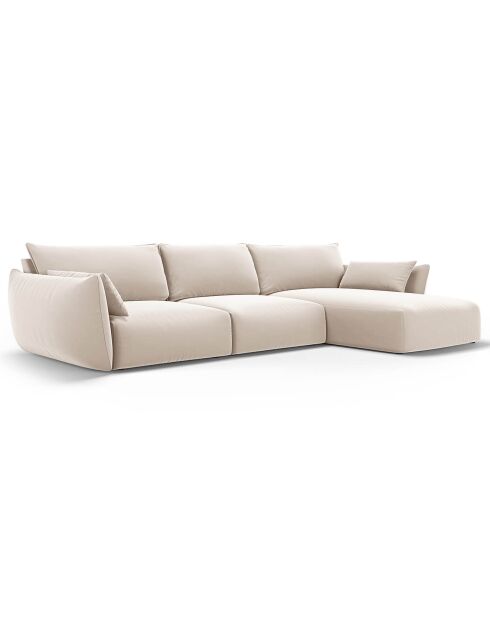 Canapé d'angle Droit Velours Clau 4 Places beige - 300x166x85 cm