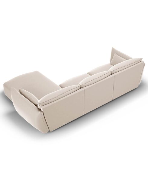 Canapé d'angle Droit Velours Clau 4 Places beige - 300x166x85 cm