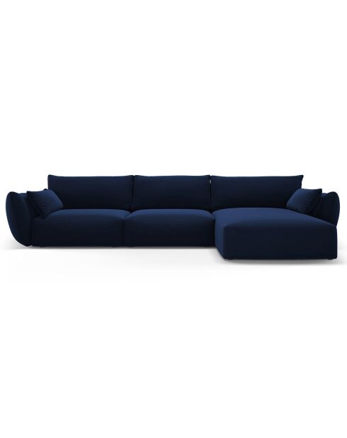 Canapé d'angle Droit Velours Clau 4 Places bleu roi - 300x166x85 cm