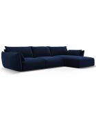 Canapé d'angle Droit Velours Clau 4 Places bleu roi - 300x166x85 cm