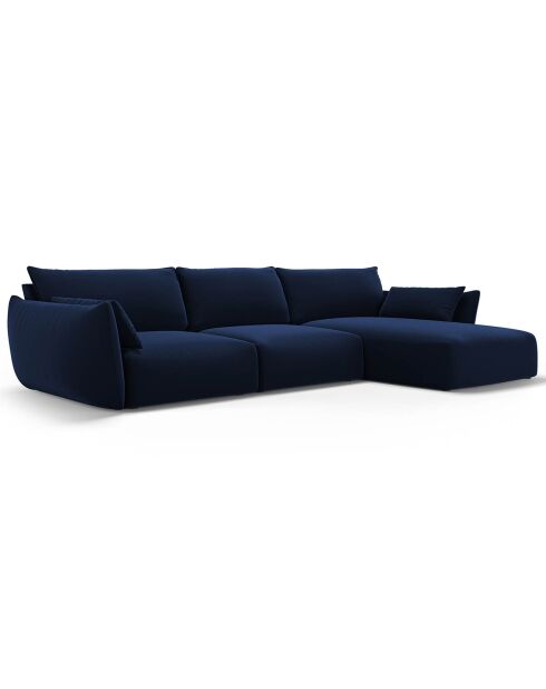 Canapé d'angle Droit Velours Clau 4 Places bleu roi - 300x166x85 cm
