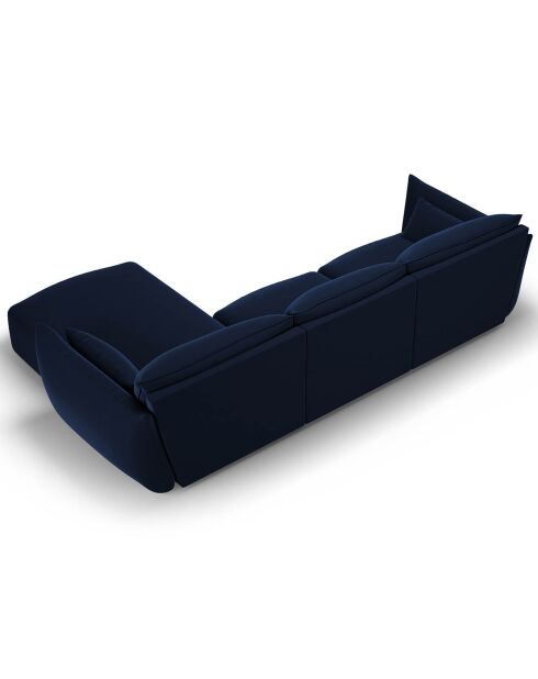 Canapé d'angle Droit Velours Clau 4 Places bleu roi - 300x166x85 cm