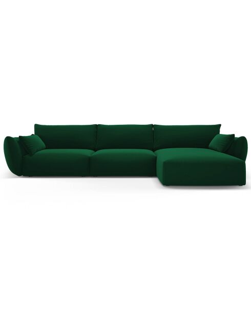 Canapé d'angle Droit Velours Clau 4 Places vert bouteille - 300x166x85 cm