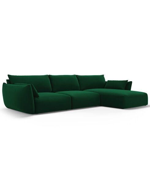 Canapé d'angle Droit Velours Clau 4 Places vert bouteille - 300x166x85 cm